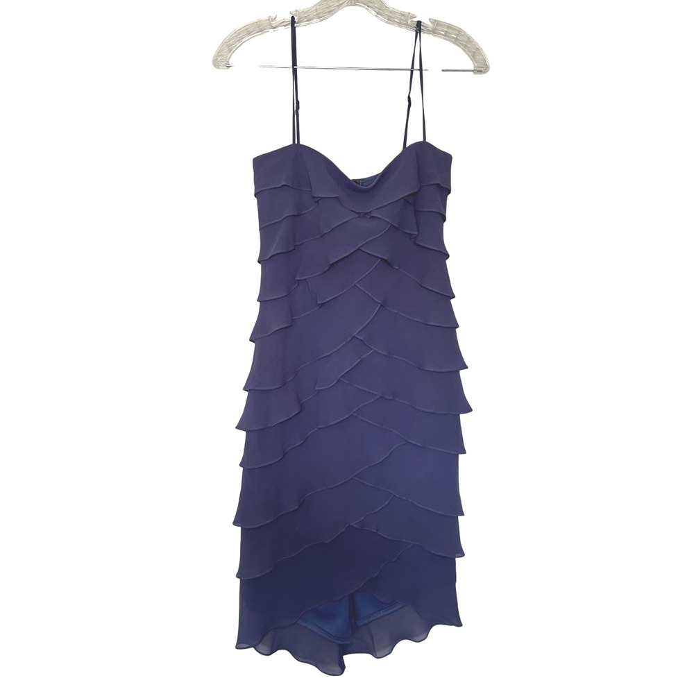 Tadashi Vintage blue purple dress party event formal hoco wedding guest ruffle